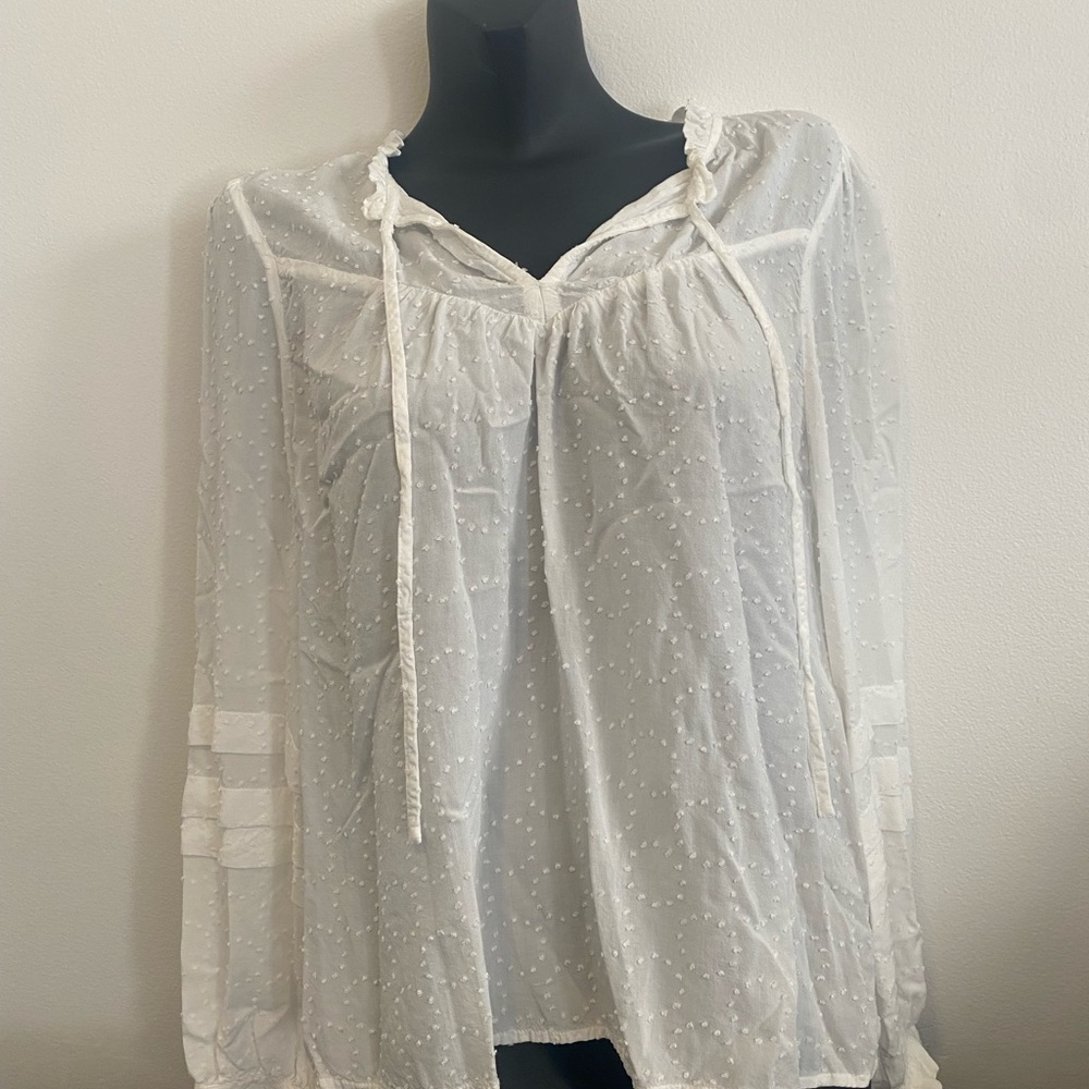 Loft White Textured Blouse